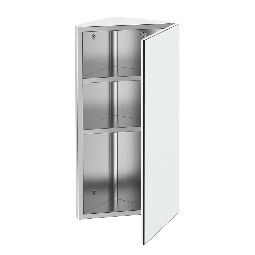 Bathroom Angular Wardrobe in steel with saving mirror 60 x 30 x 18.4cm - Borgè