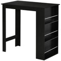 kitchen counter high table with 3 wooden shelves, 112x57x106cm, black - Borgè