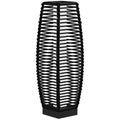 Outsunny Garden Solar Lamp with charging panel, in steel and rattan, 20x20x68 cm, black - Borgè