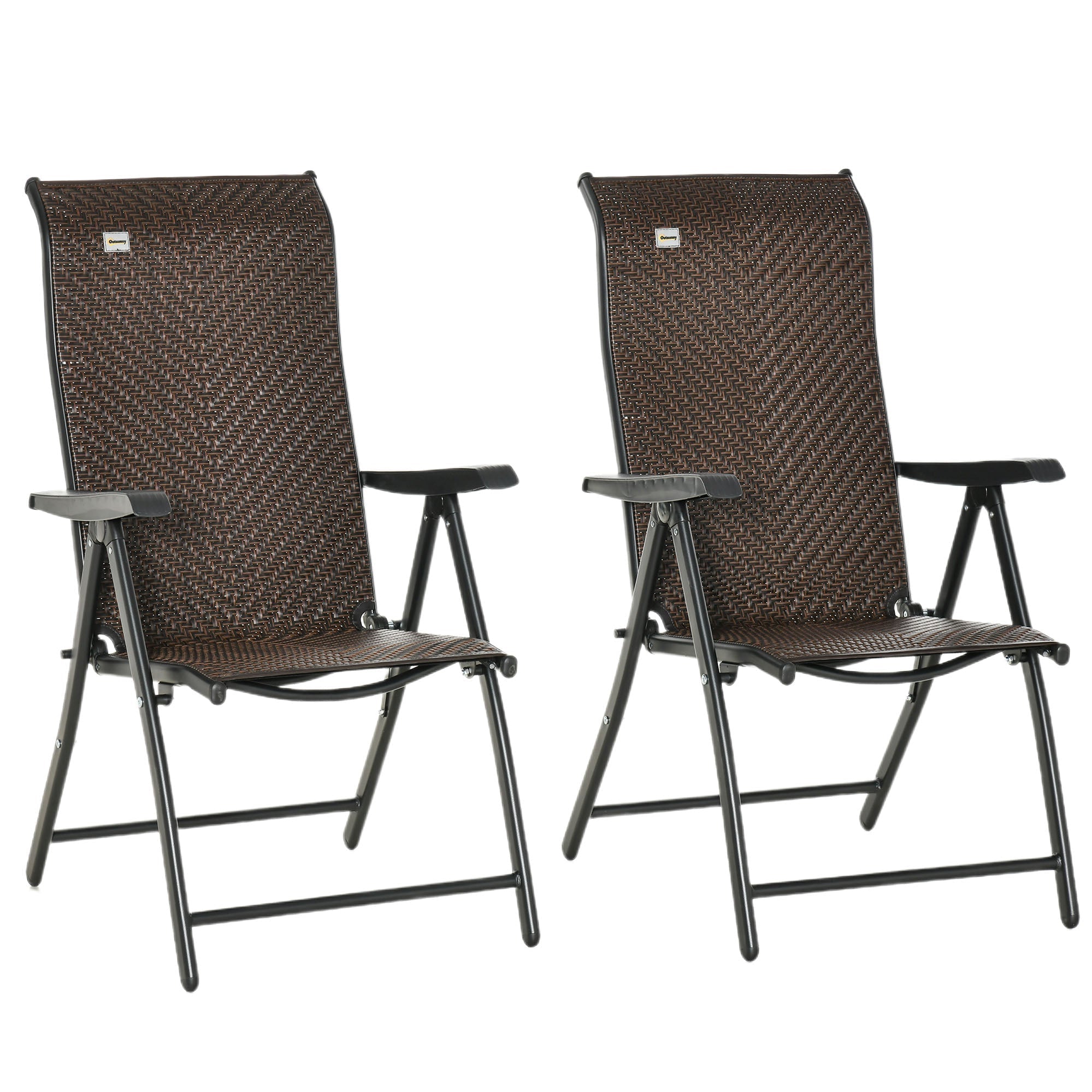 Set of 2 Folding PE Rattan Garden Chairs, 7-Position Backrest, 71x58x111cm - Borge' Group Limited