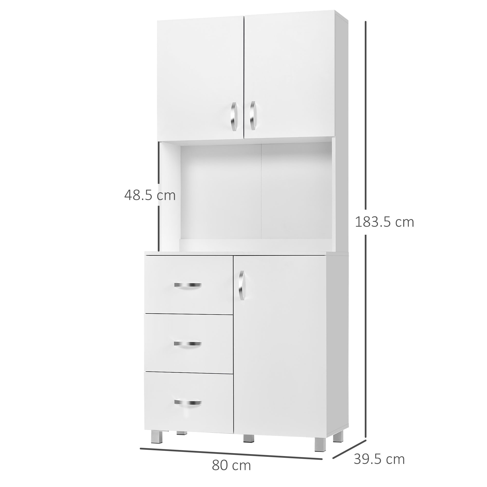 Blazing white wood with 2 lockers 1 open shelf and 3 drawers - Borgè