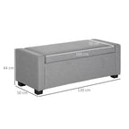 Ottoman Fabric Bench with Fabric Container Compartment, 120x50x44cm - Grey - Borgè