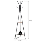 Homcom Tree Hamper with 2 black and brown metal and wood shelves - Borgè