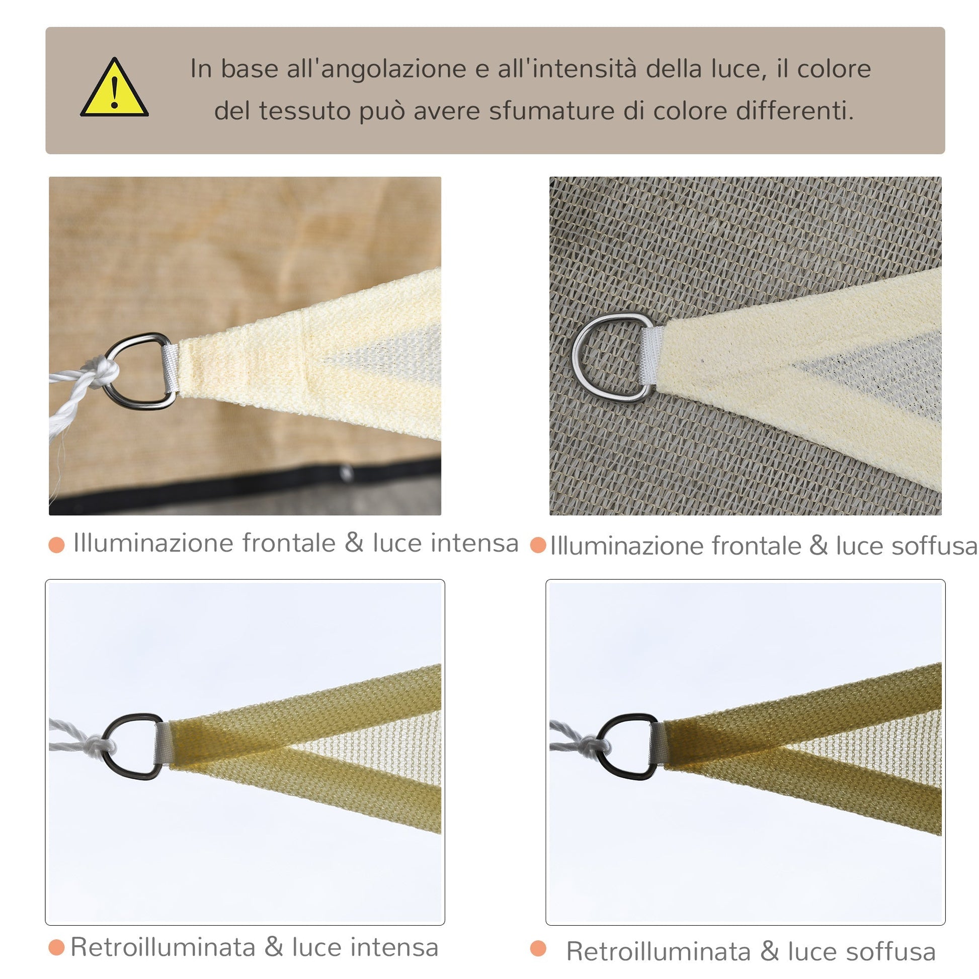 Outsunny triangular tenda in HDPE, Crema, 4x4x4m - Borgè