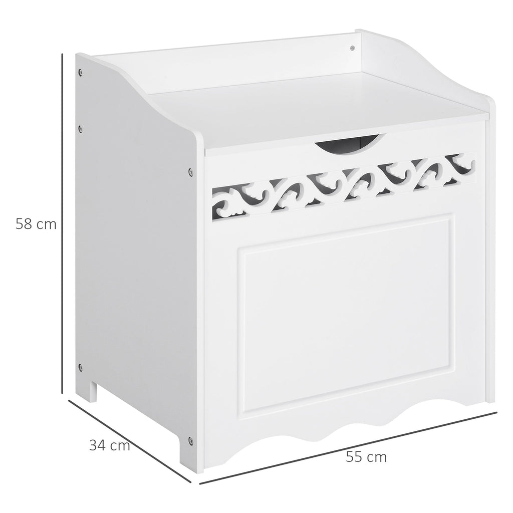 Wooden Wooden Cabinet with White with carved decoration 55 x 34 x 58 cm - Borgè