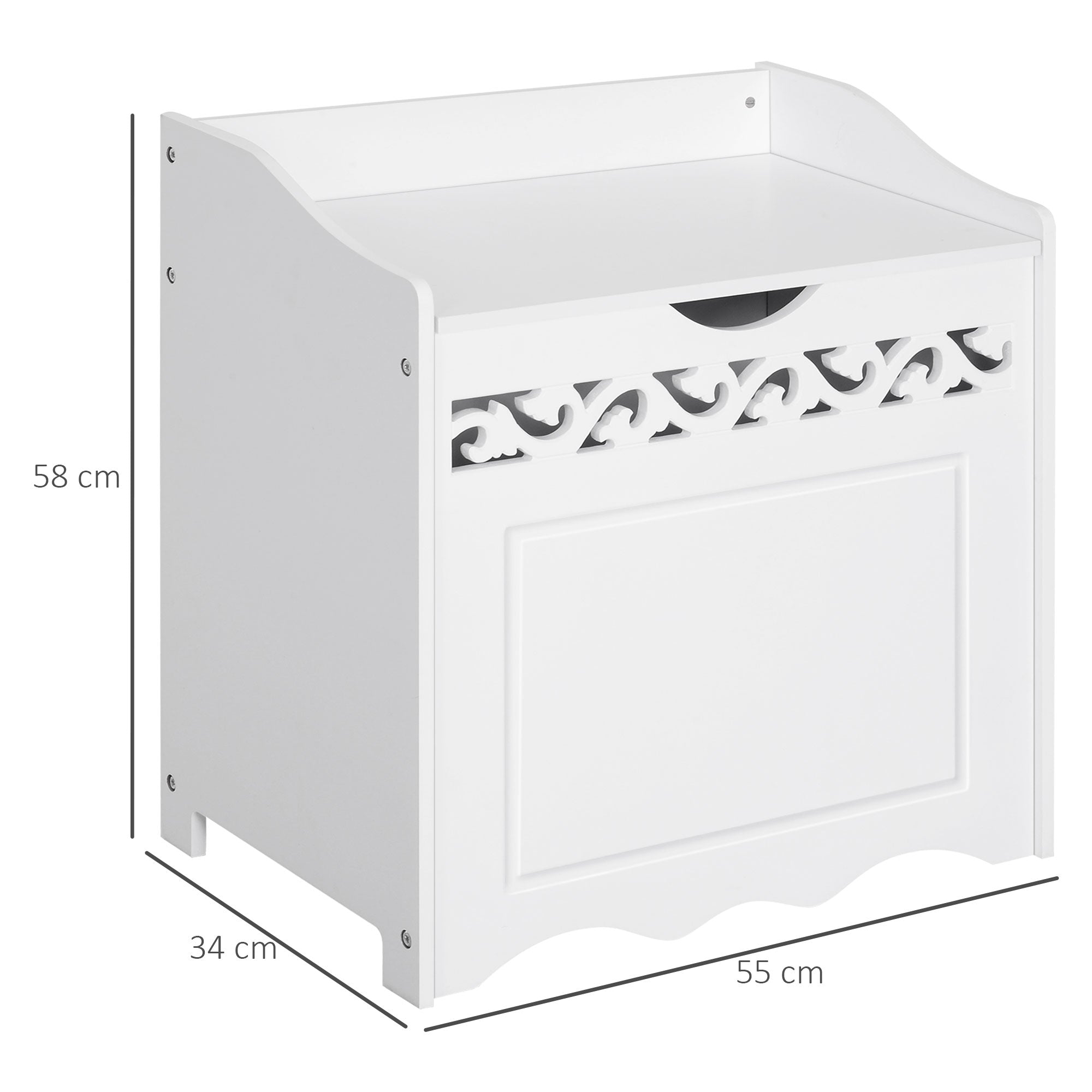 Wooden Wooden Cabinet with White with carved decoration 55 x 34 x 58 cm - Borgè