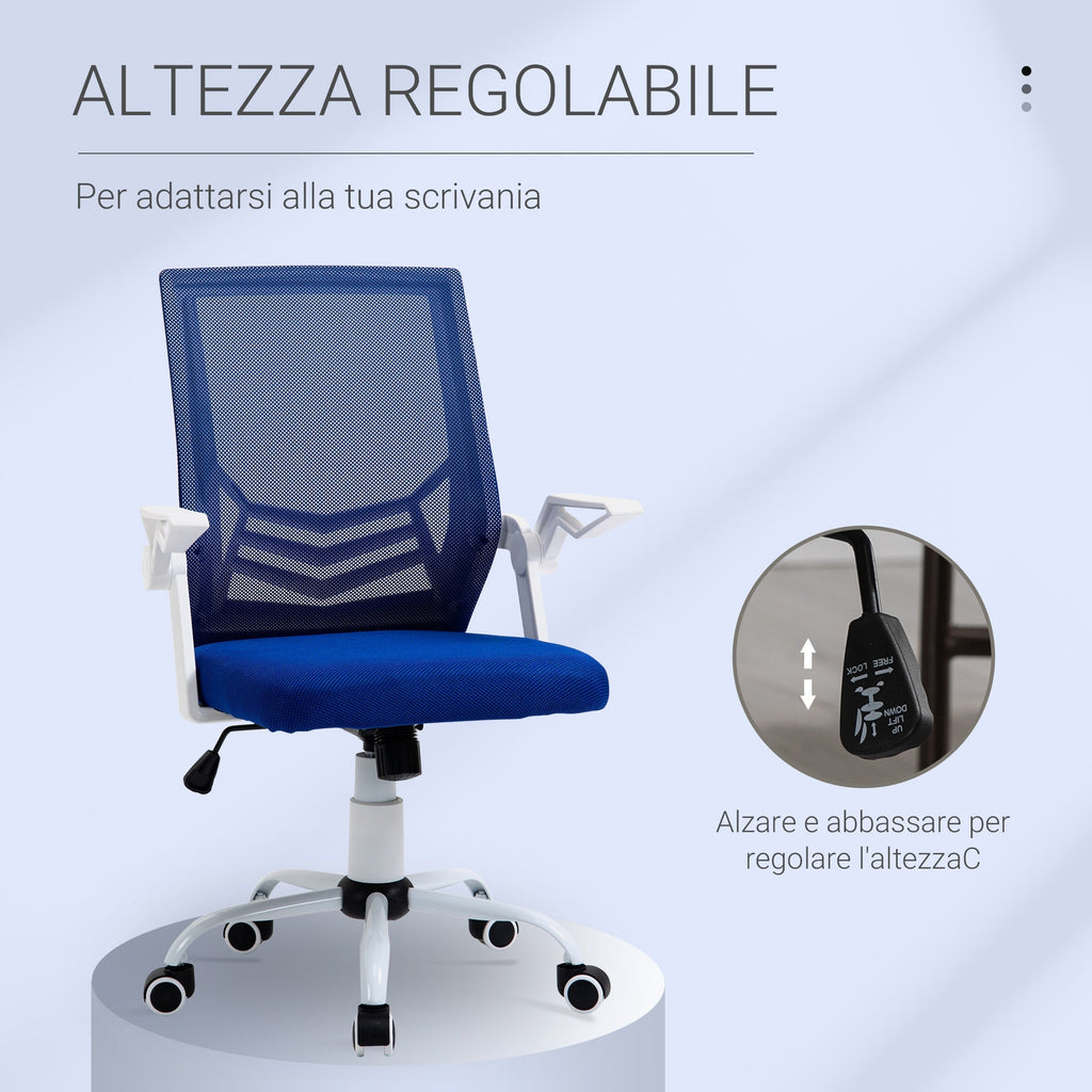 Ergonomic office chair with armrests and lumbar support, swivel office chair and adjustable height in blue fabric - Borgè