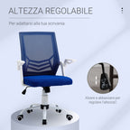 Ergonomic office chair with armrests and lumbar support, swivel office chair and adjustable height in blue fabric - Borgè