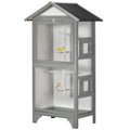 Outdoor Bird Aviary in Fir Wood, 80.5x57x158.5cm, Light Grey - Borge' Group Limited