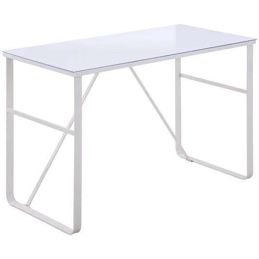 Desk for metal and tempered glass desk - white - Borgè