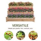 3-Tier Natural Wood Raised Garden Bed, Outdoor Planter, 120x120x56cm - Borge' Group Limited