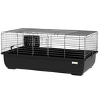 Pawhut cage for 2 doors rabbits with removable tray, in metal and plastic PP, 100x55x41 cm, black and silver - Borgè