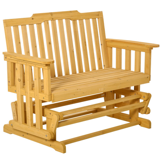 Outsunny rocking bench and terrace for 2 people with armrests, 124x76x95cm Natural wood - Borgè