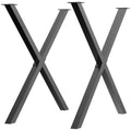 set 2 pieces legs steel table with x with 16 screws included, preferential legs with 4 holes, 80x4x72cm, black - Borgè