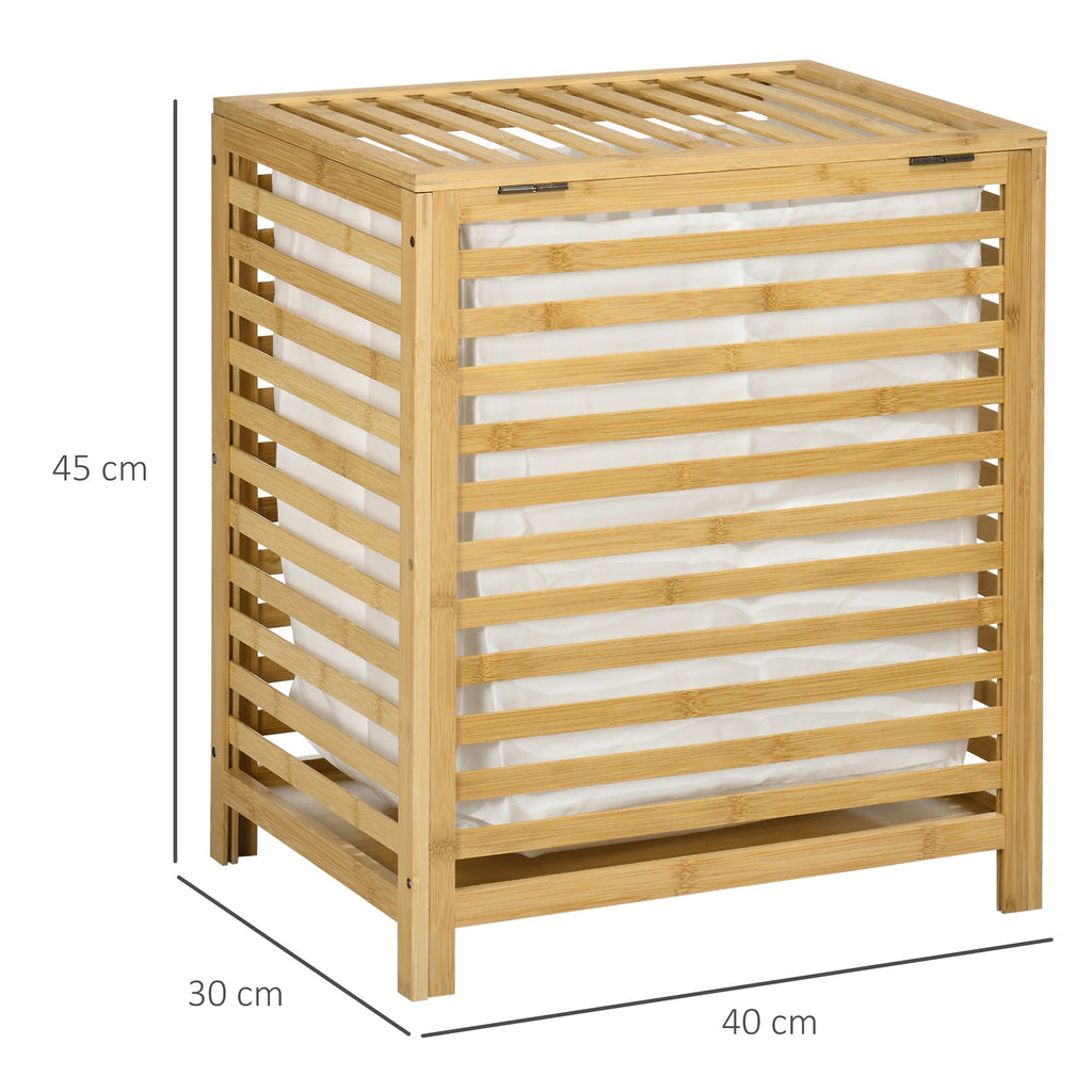 Cesto Bamboo slab holder in bamboo and fabric with lid and removable bag, 50x36x60 cm - Borgè