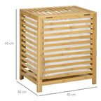 Cesto Bamboo slab holder in bamboo and fabric with lid and removable bag, 50x36x60 cm - Borgè