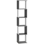 Homonda Modern Library Book Dediced 5 Wooden shelves, 33x28x161cm, Grey and White - Borgè