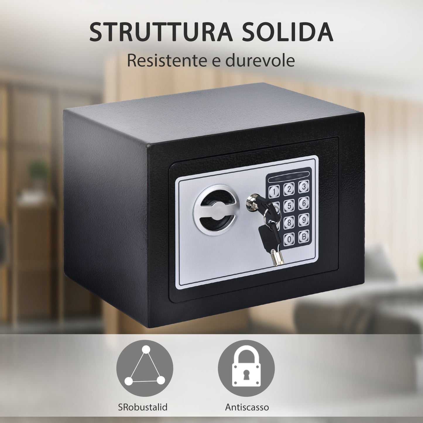 Mini Safe with Combination and Emergency keys Wall fixing | - Borgè