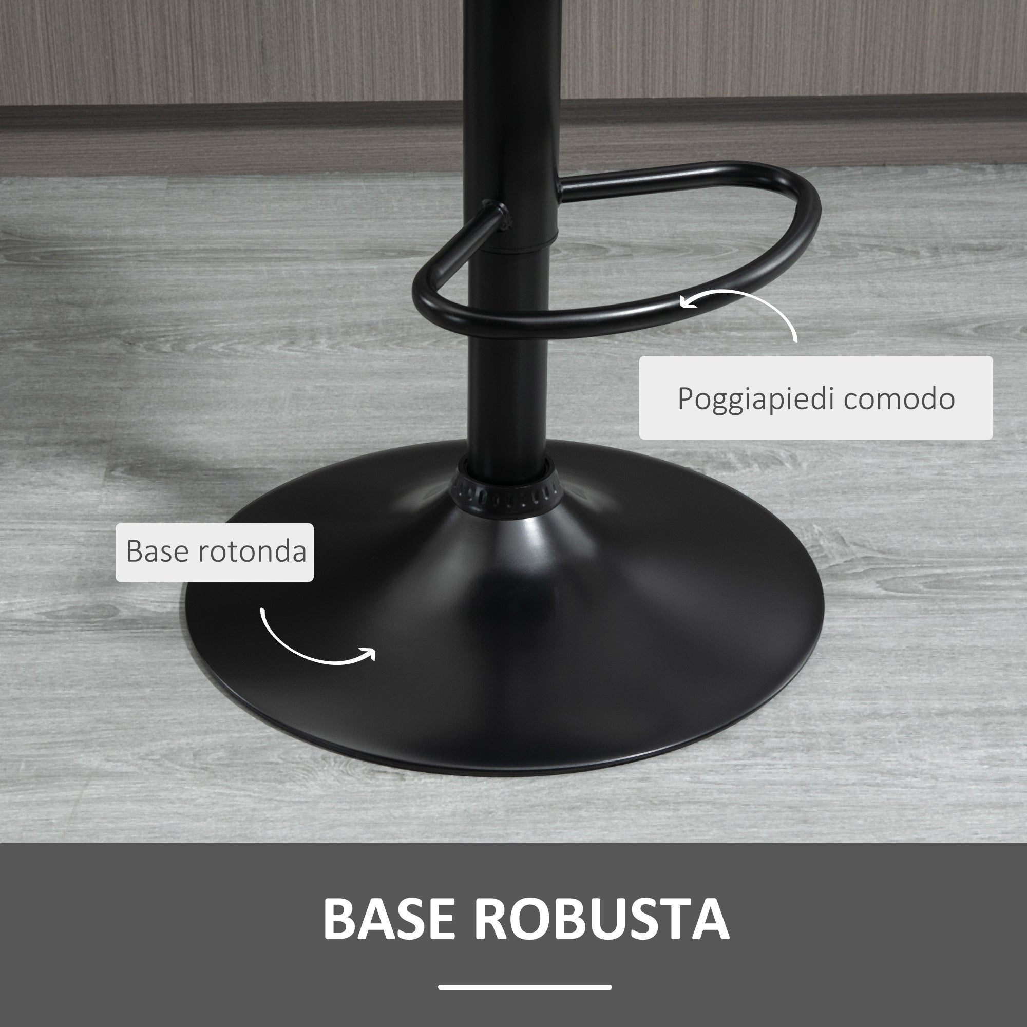 ALICE | Set of 2 Grey Velvet Bar Stools with adjustable height and footrests - Borgè