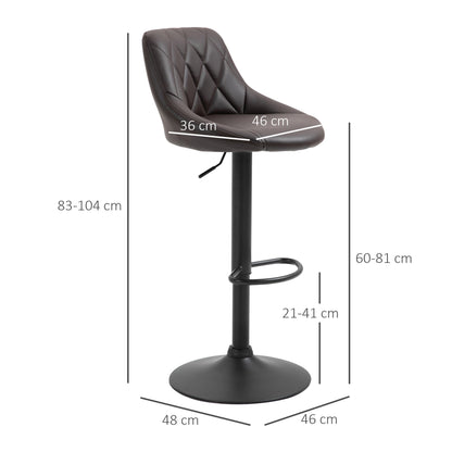 Set 2 swivel design bar stools with adjustable height - brown/black - Borgè