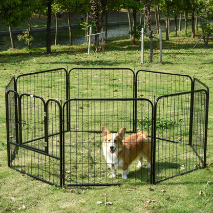 PAWHUT Modular Fence Puppies Dogs For Dogs from Interior and Outdoor Metal and Steel 8 Panels 79x79cm - Borgè