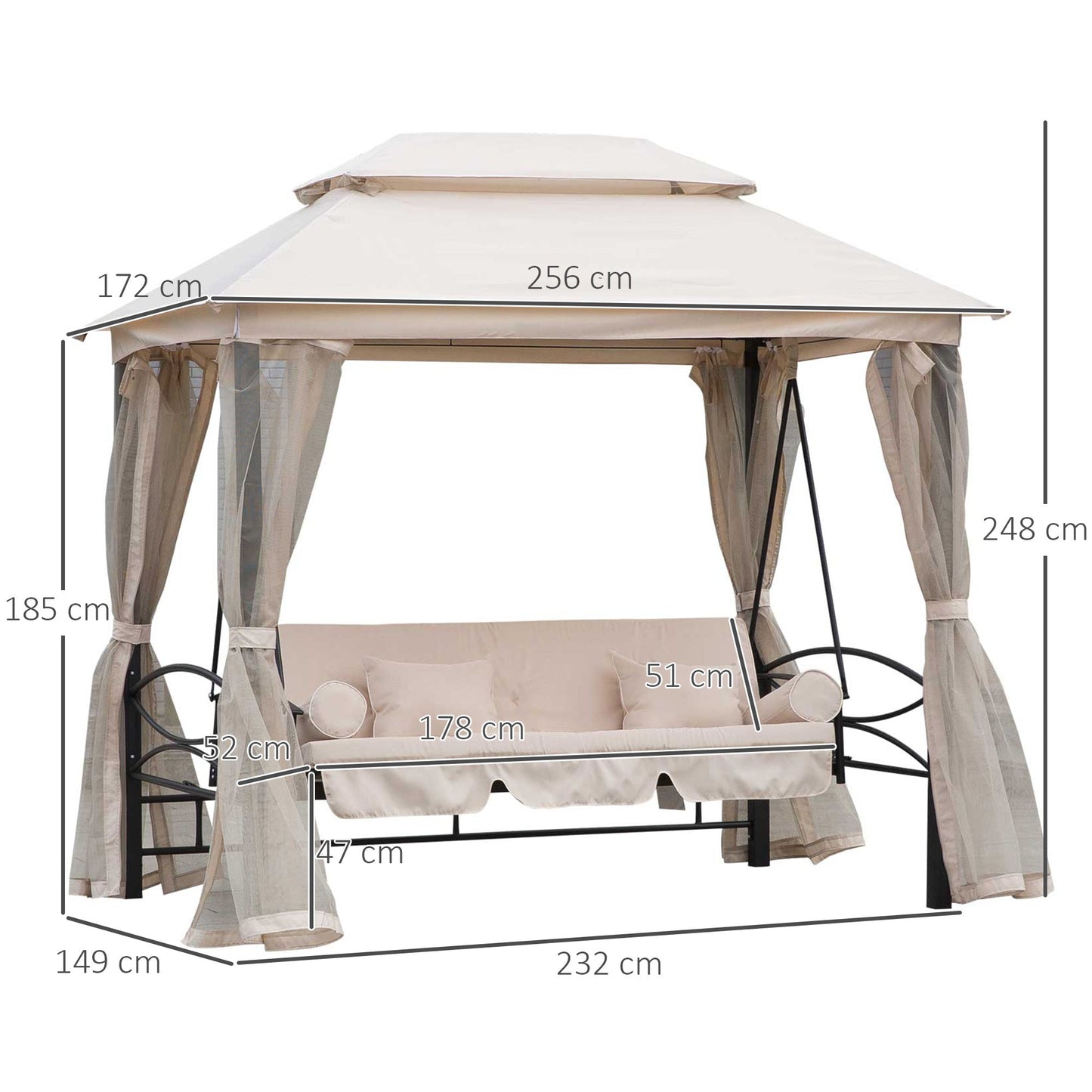 NEVADA | 3 Seater Garden Swinger / Rocking Chair / Bed - Borgè