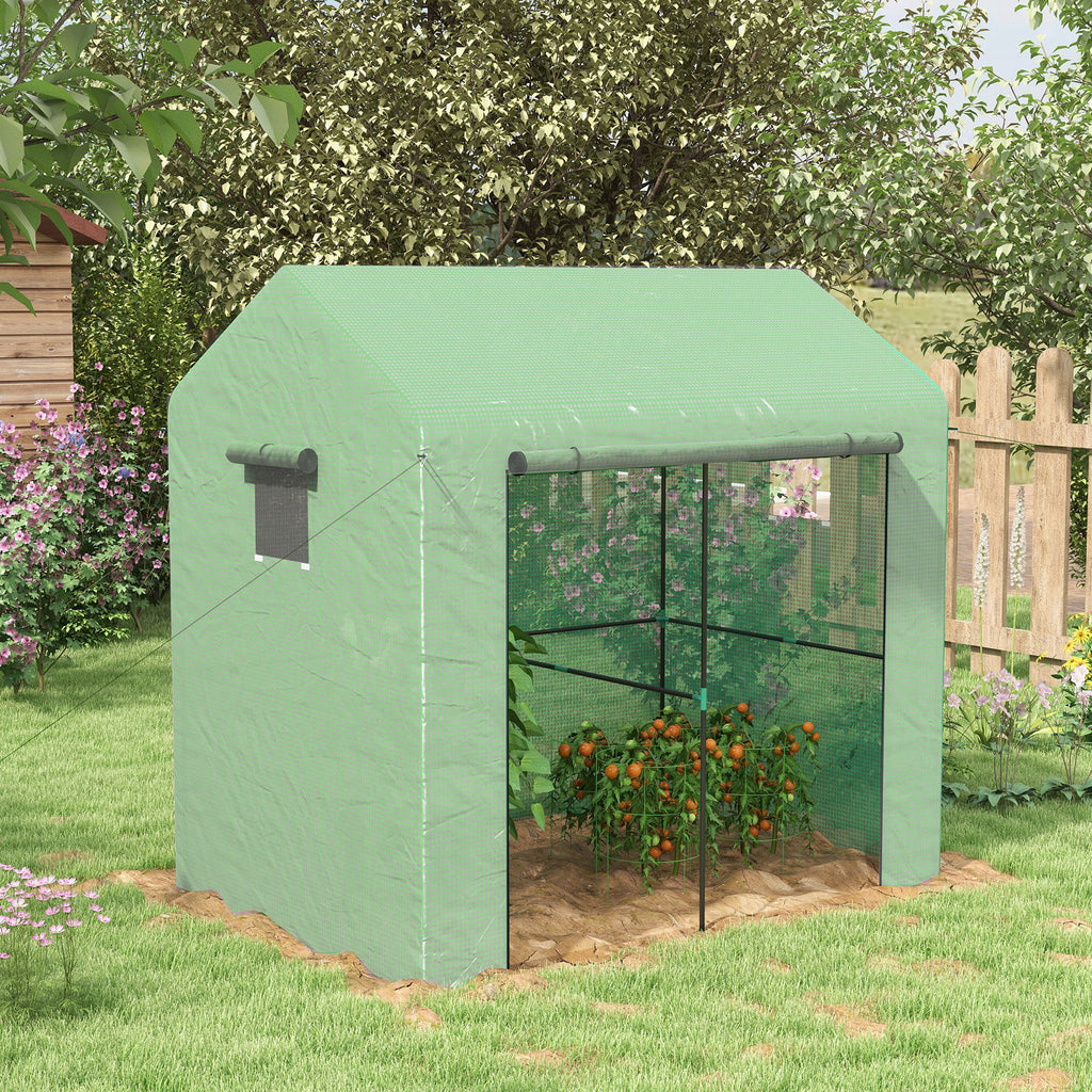 Outsunny Serra in Casetta with 2 sections with door and roller shutters, in steel and PE, 200x140x200 cm, green - Borgè
