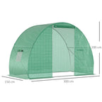Tunnel Greenhouse with Roll-Up Door and Windows, PE Cover and Steel Structure, 1.5x3x2m, Green - Borge' Group Limited