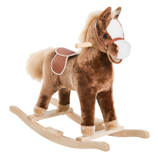 Wooden Rocking Horse Toy Ride-on Children Plush 74 × 33 × 62cm