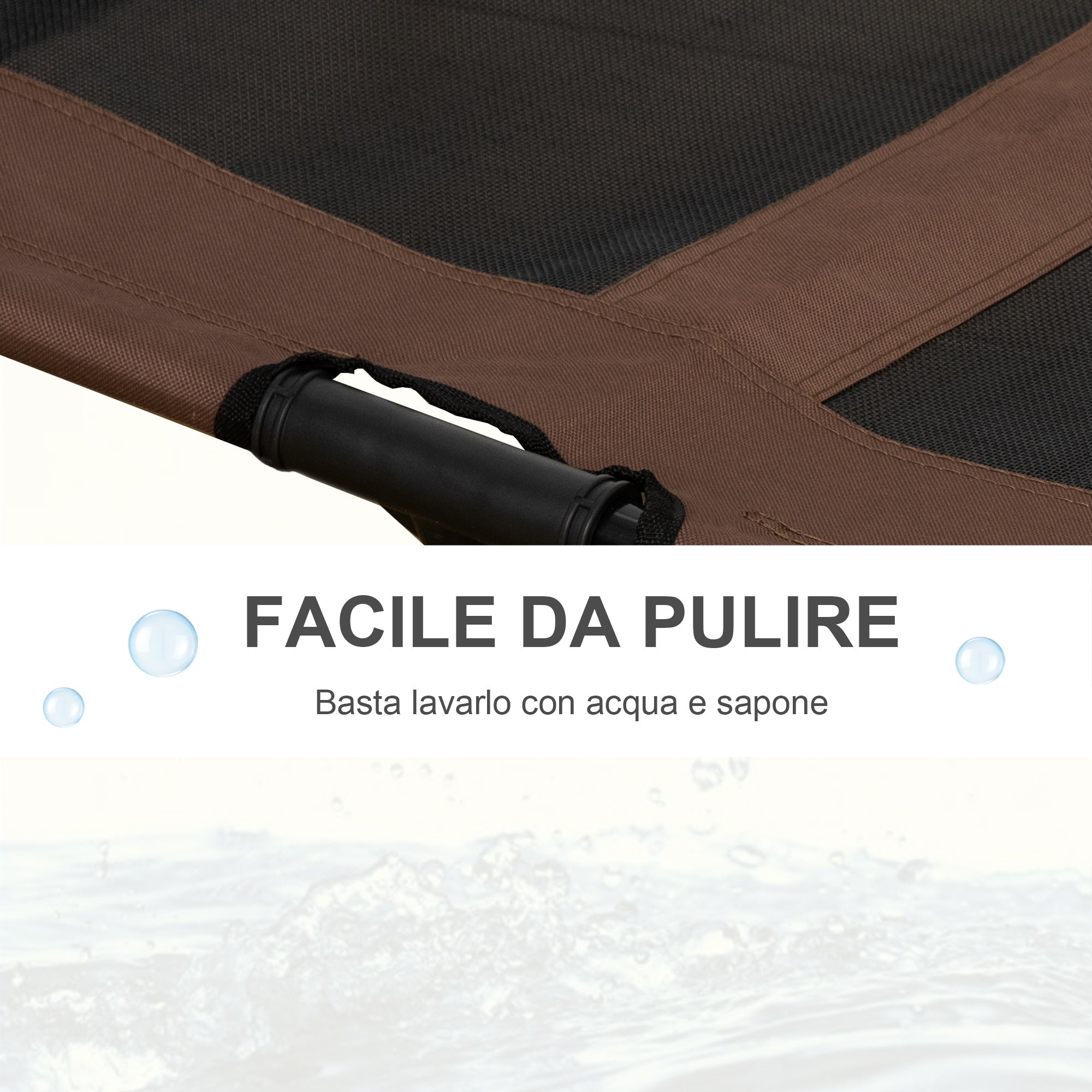 Dog Bed in Metal and Breathable Oxford Fabric, 92x76x18 cm Brown and Black - Borge' Group Limited