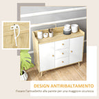Homcom Modern unit in Pino wood with 3 drawers and 2 doors, 90x32x80h cm - Borgè