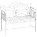 2-Seater Outdoor Bench, Romantic Style Iron Garden Bench 113.5 x 50 x 96cm White - Borge' Group Limited