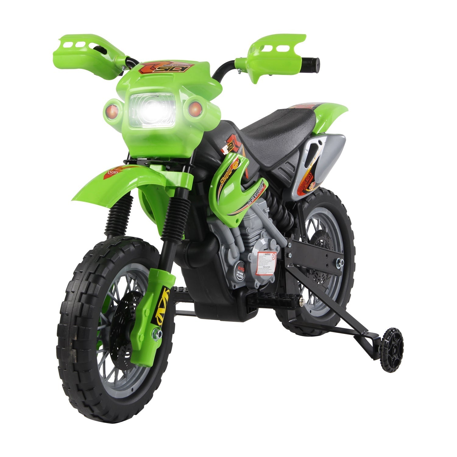 Moto Electric Cross with green wheels for children 3 years and more, 6v speed 6v 2.5km/h battery, 102 x 53 x 66cm - Borgè