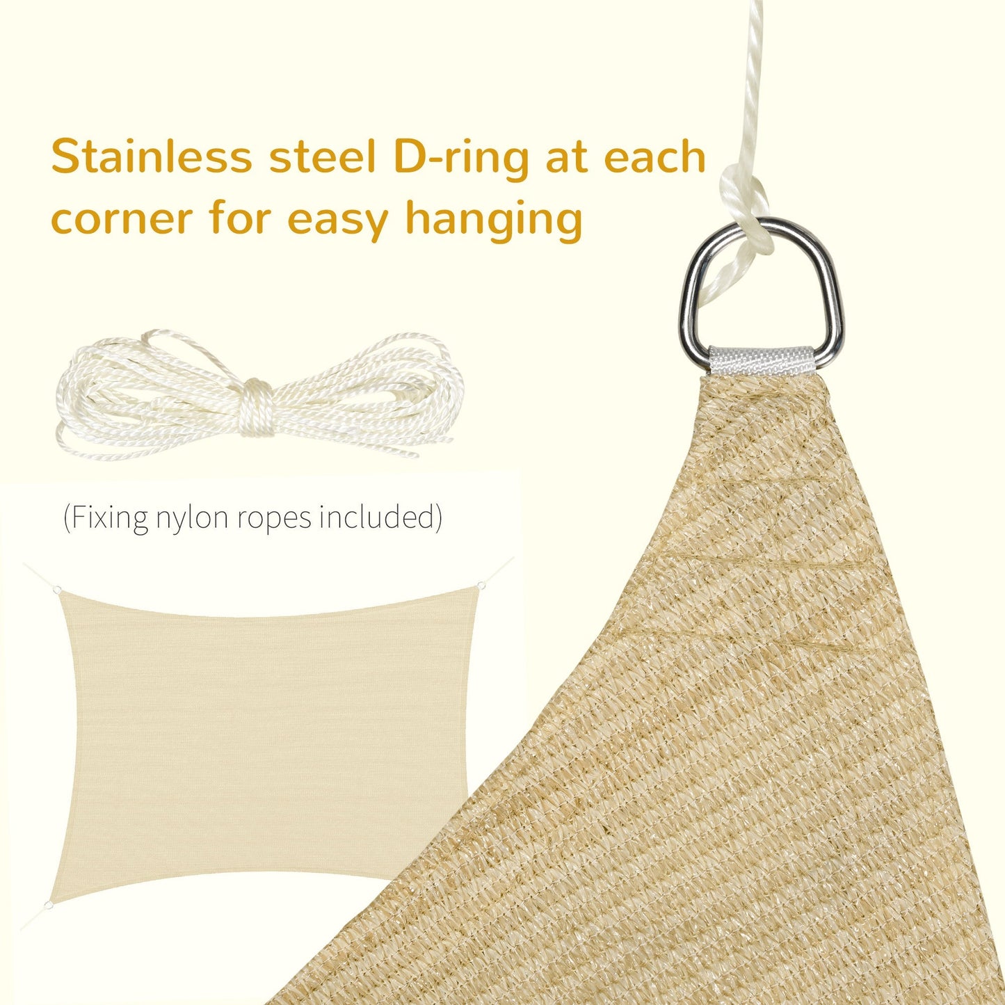 Outsunny sail shade rectangular 4x3 m beige in HDPE with accessories and travel bag included - Borgè