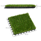 Outsunny garden tiles with synthetic grass 30x30cm 10 pieces, realistic artificial lawn, green - Borgè