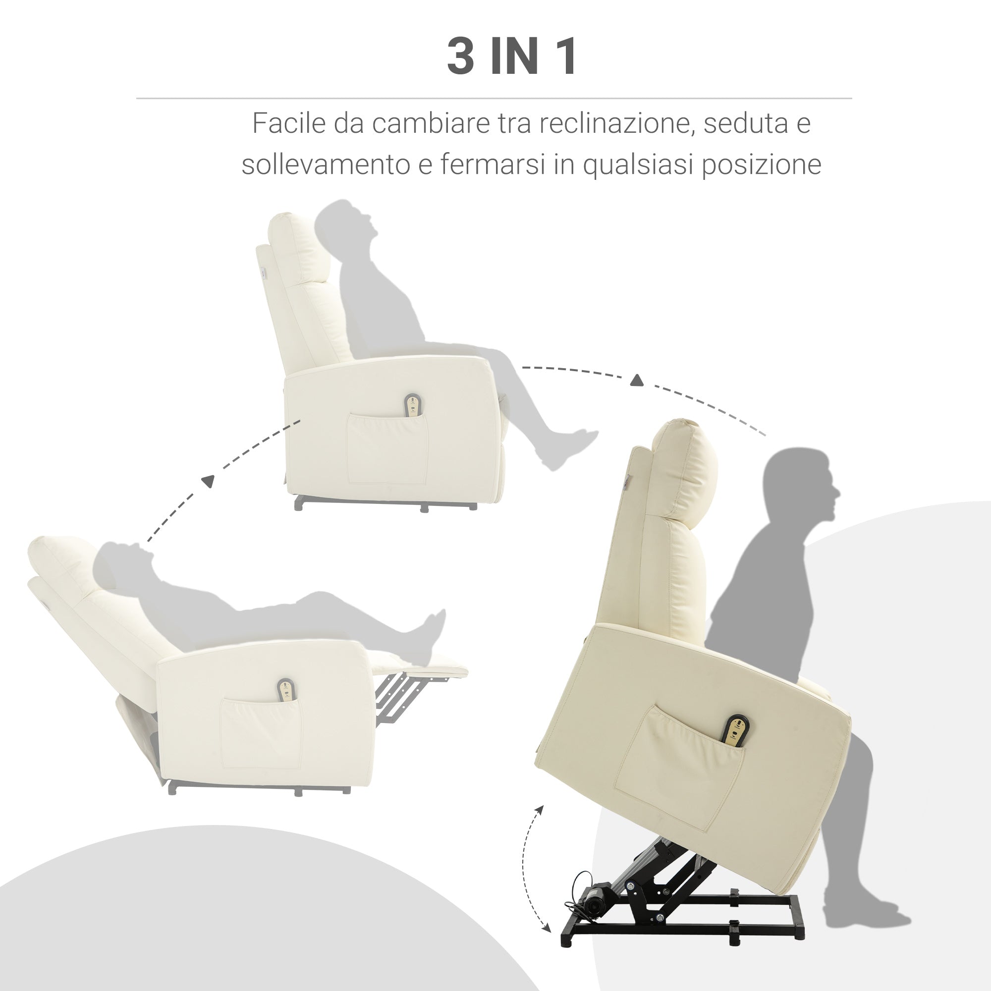 Armchair Lift with remote control and backrest at 145 °, cream -like similar - Borgè