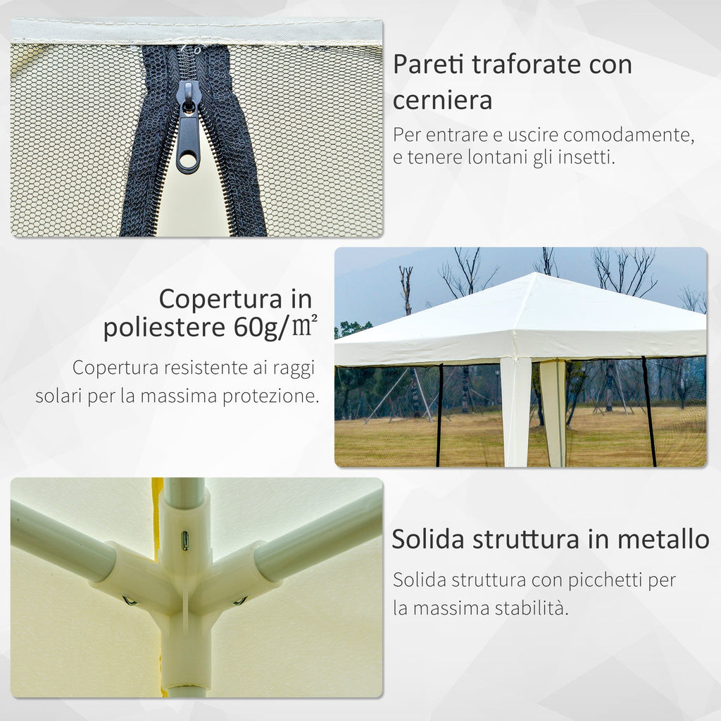 Waterproof Gazebo with Mosquito Nets Outdoor Garden Tent Polyester 3 x 3 x 2.45 m Beige - Borge' Group Limited