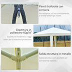 Waterproof Gazebo with Mosquito Nets Outdoor Garden Tent Polyester 3 x 3 x 2.45 m Beige - Borge' Group Limited