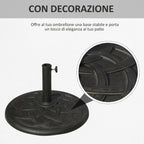 19kg Resin Umbrella Base with Decorations and Coupler, Rustproof, Φ54.5cm, Bronze - Borge' Group Limited
