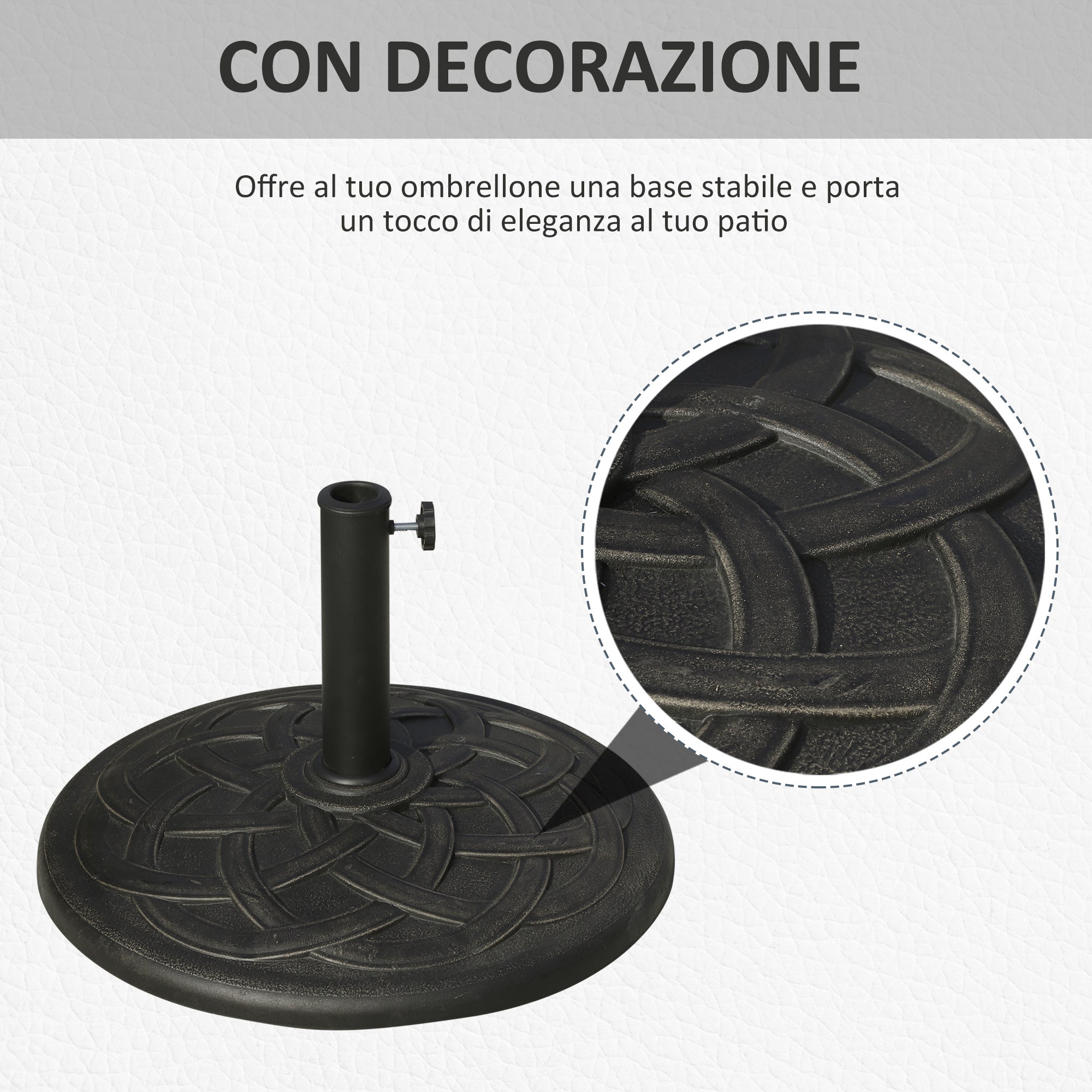 19kg Resin Umbrella Base with Decorations and Coupler, Rustproof, Φ54.5cm, Bronze - Borge' Group Limited