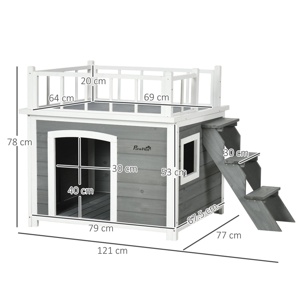 PAWHUT CASETTE FOR DOG WITH THE SCALETTA terrace and window 121x77x78cm Light Grey - Borgè