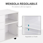 Multiuse office mobile with wooden drawers shelves - White - Borgè