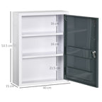 Kleankin Medicinal cabinet with 3 shelves and block with steel keys, 40x15x53.5cm, white and Grey - Borgè