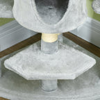 Cat Tree for cats with Scratch Pole, with houses and hammocks, 60x60x200cm, light Grey - Borgè