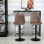Set 2 industrial -style bar stools with adjustable height in brown -like - Borgè
