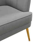 Homcom velvet armchair with golden legs in polyester and steel legs, 71x72x75cm, gray - Borgè