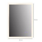 Kleankin Bathroom mirror with LED light 70x50 cm, mirror with anti-plot function and touch, silver keys - Borgè