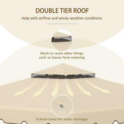 Outsunny spare roof for 3x3m garden gazebo with 2 levels in beige polyester levels - Borgè