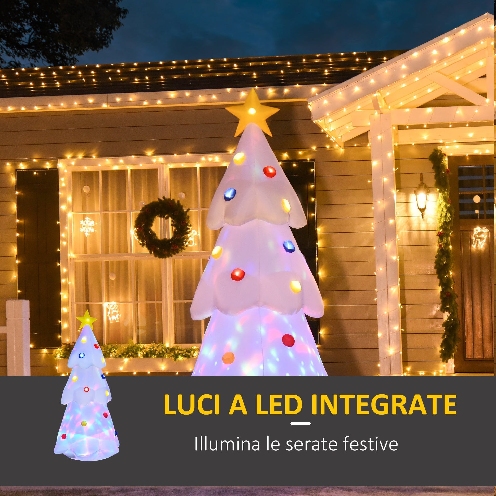 Christmas Tree Walls Giant Inflatable and Waterproof With Outdoor LED lights - White - Borgè