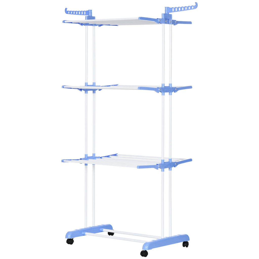Clothes Drying Rack | 4 level folding Clothes Rack with Swivel Wings and 4 wheels | 73x64x177 cm - Borgè